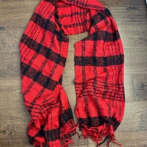 Red and Black Plaid Scarf